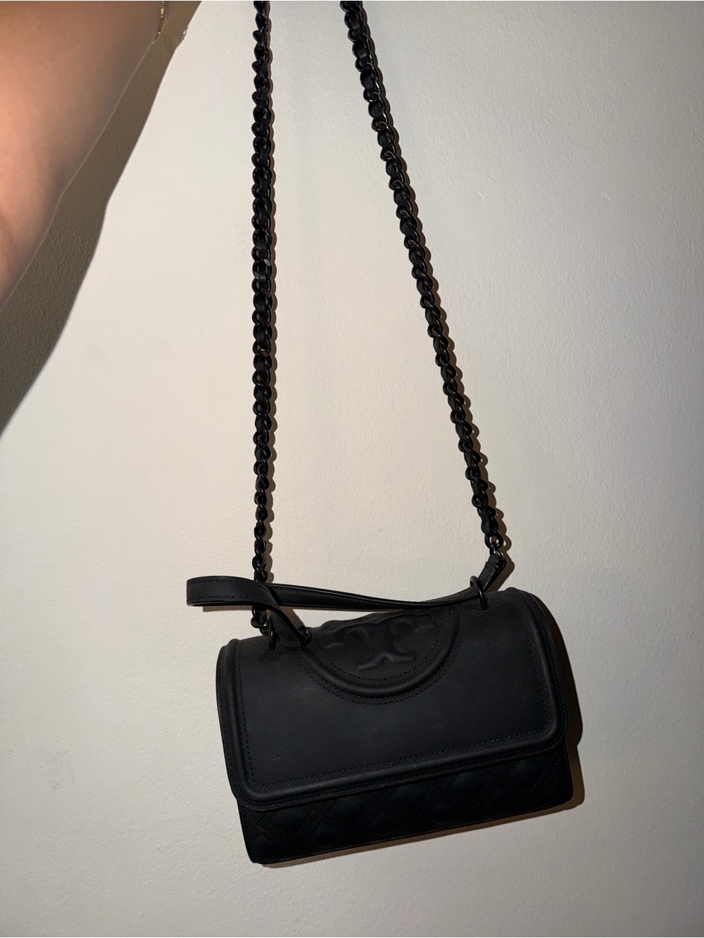 Tory Burch Black Quilted Shoulder Bag with Chain Strap